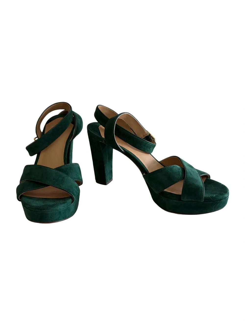 Lauren Ralph Lauren Sasha Suede Platform Sandals Emerald / Forest Green Size 9